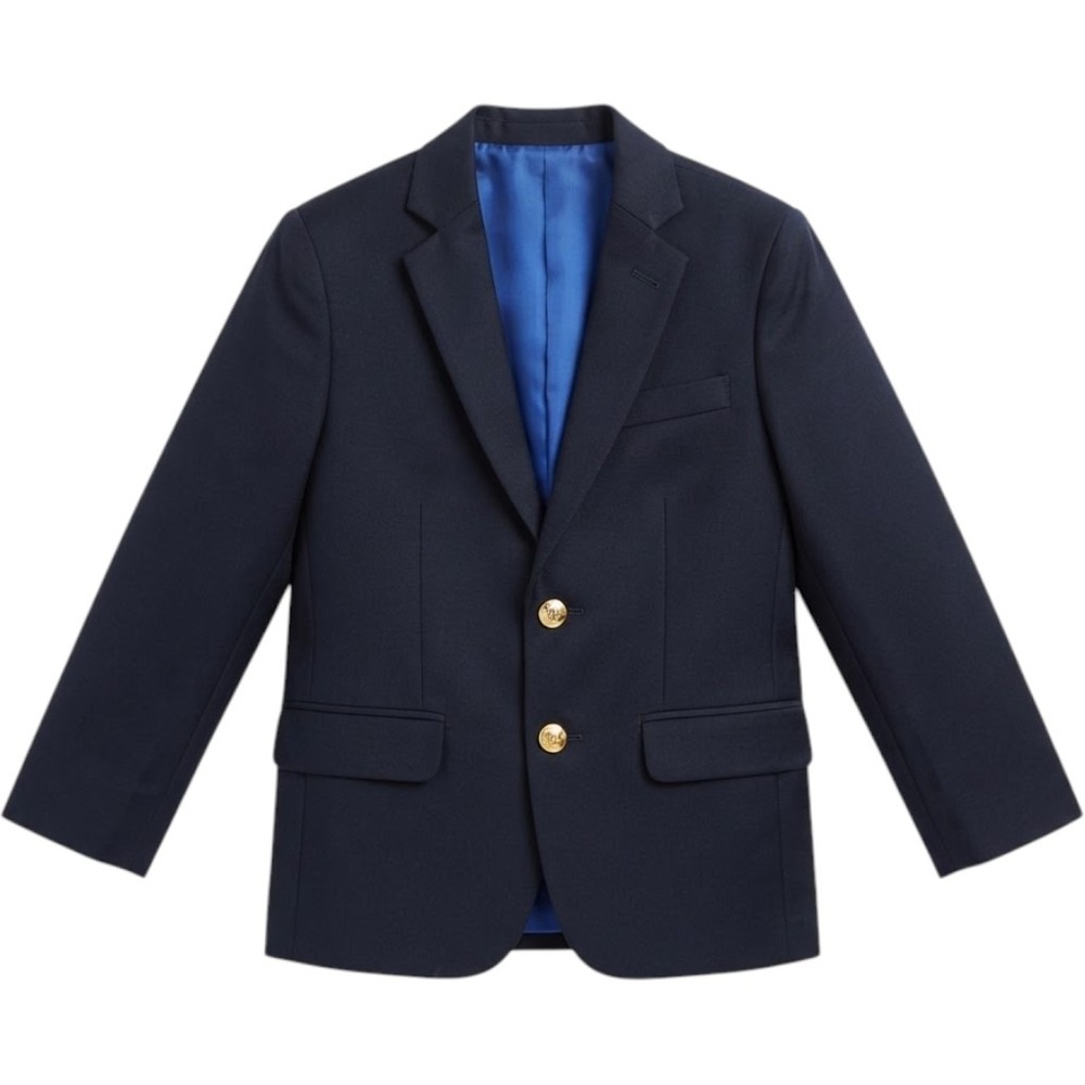 Nautica Boys Navy Blue Blazer Jacket Gold Crest Buttons - Size 8